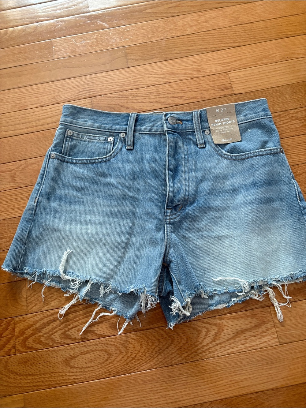 Madewell Light Blue Distressed Denim Jean Shorts